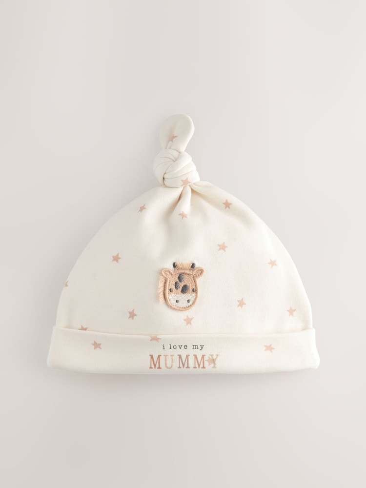 Neutral I Love My Mummy/Daddy Baby Tie Top Hats 2 Pack (0-12mths)