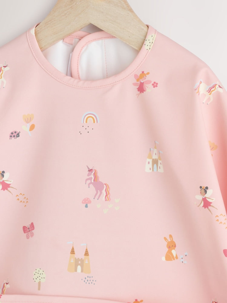 Pink Unicorn Fairies Weaning And Feeding Sleeved Bib