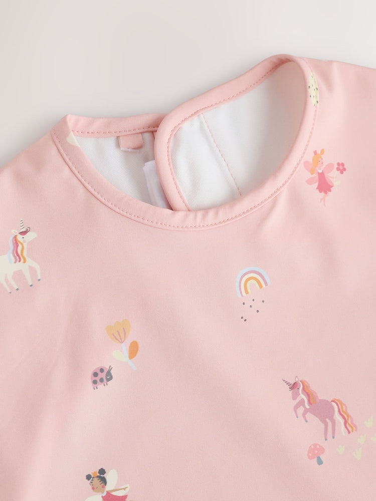 Pink Unicorn Fairies Weaning And Feeding Sleeved Bib