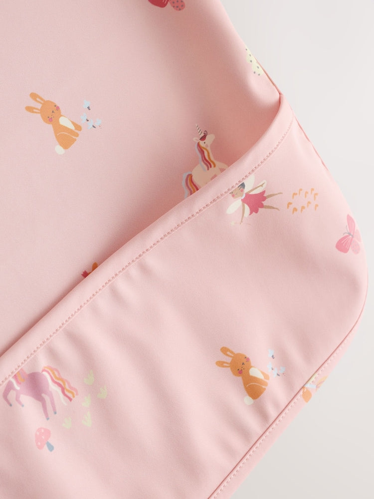 Pink Unicorn Fairies Weaning And Feeding Sleeved Bib