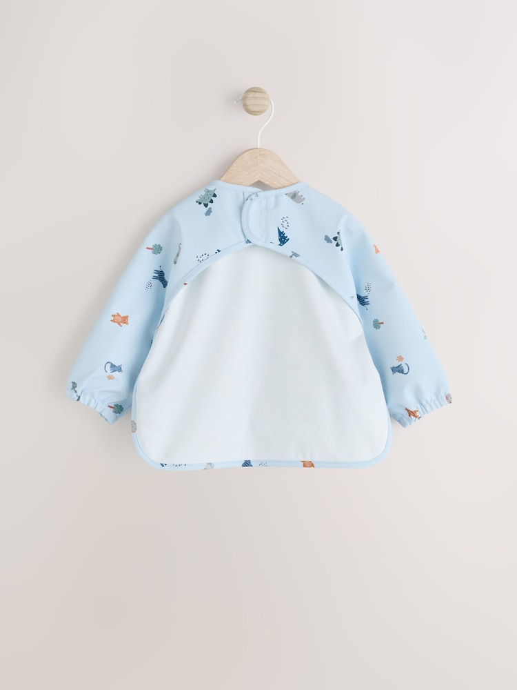 Blue Dino Jungle Weaning And Feeding Sleeved Bib