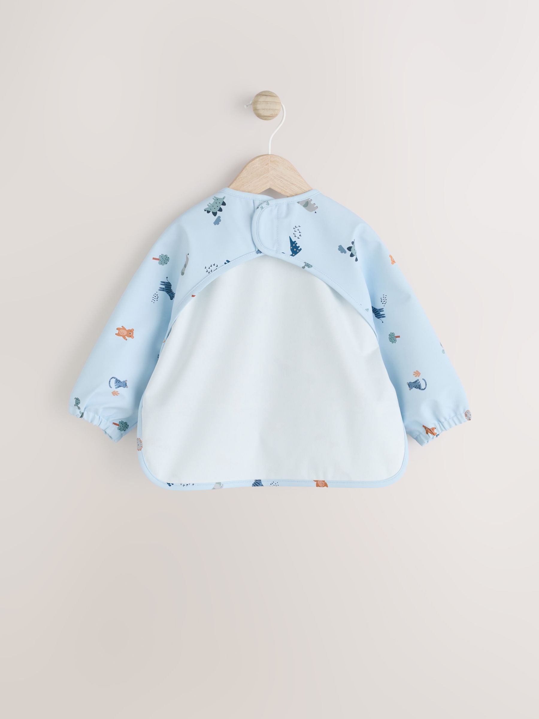 Blue Dino Jungle Weaning And Feeding Sleeved Bib - Size 6-12 Months (68-80cm)