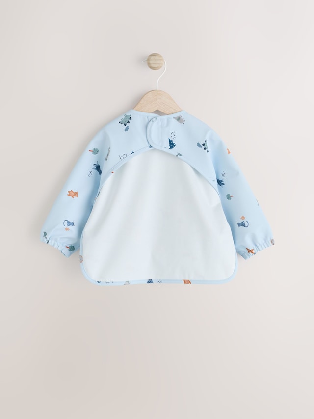 Blue Dino Jungle Weaning And Feeding Sleeved Bib - Size 6-12 Months (68-80cm)