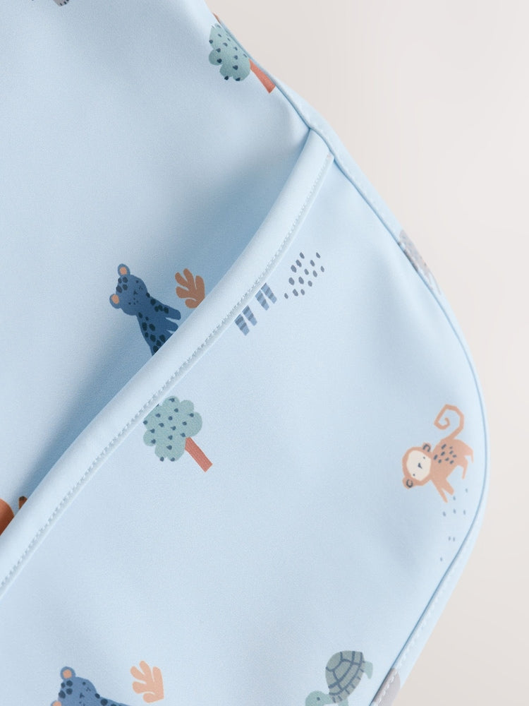 Blue Dino Jungle Weaning And Feeding Sleeved Bib