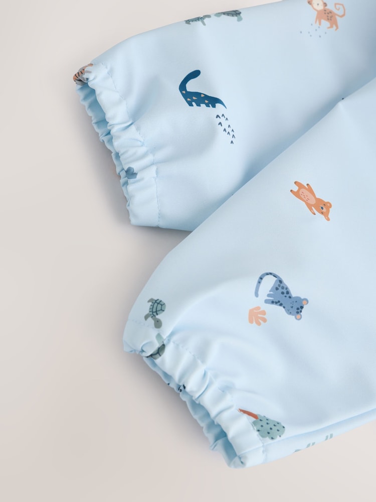 Blue Dino Jungle Weaning And Feeding Sleeved Bib