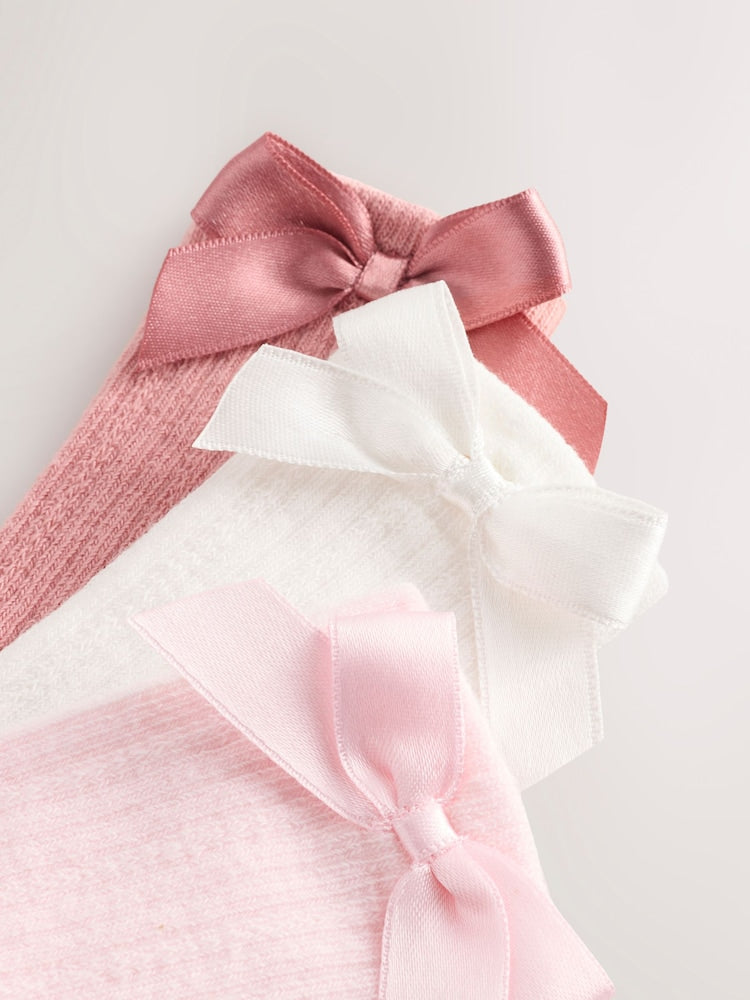 Pink Knee High Bow Baby Sock 3 Pack