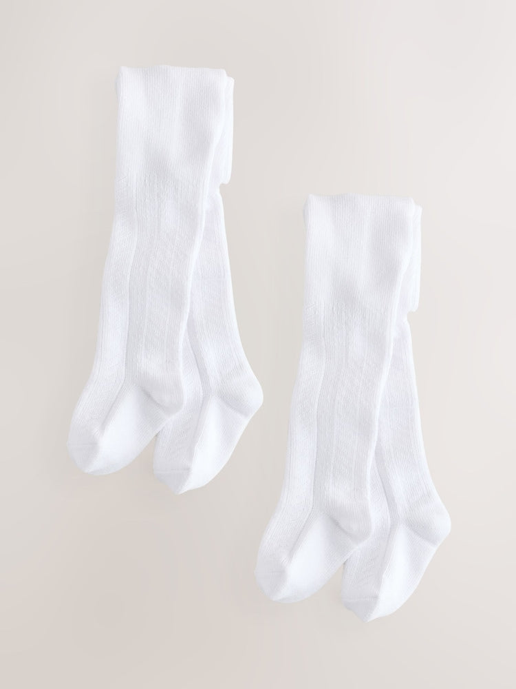White Pelerine Baby Tights 2 Pack (0mths-2yrs)