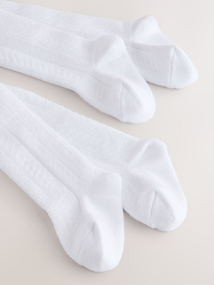 White Pelerine Baby Tights 2 Pack (0mths-2yrs)