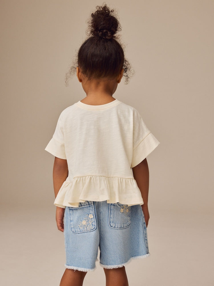 White Short Sleeve Peplum T-Shirt (3mths-7yrs)