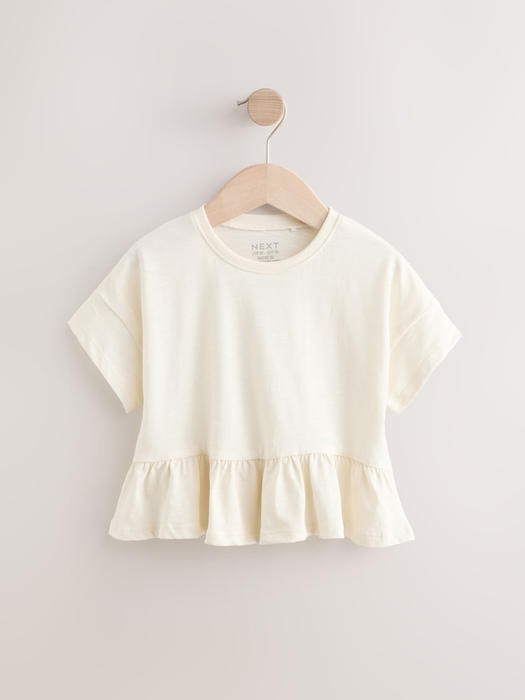White Short Sleeve Peplum T-Shirt (3mths-7yrs)