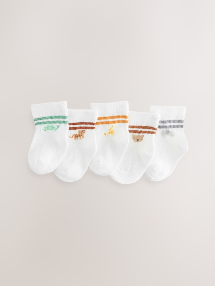 White Stripe Baby Socks 5 Pack