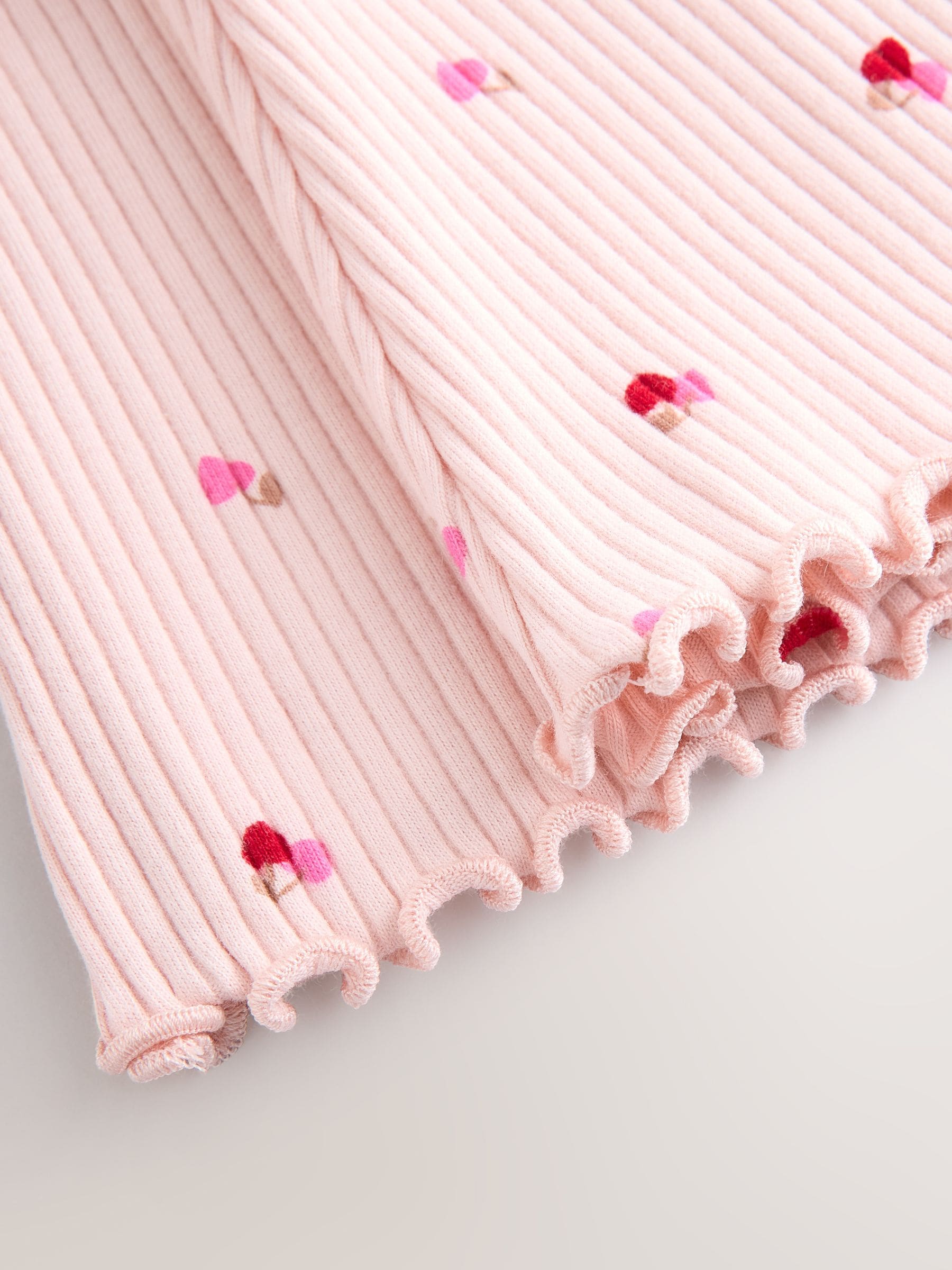 Pink Cherry Hearts Rib Flare Leggings (3mths-7yrs) - Size 3-6 Months (62-68cm)