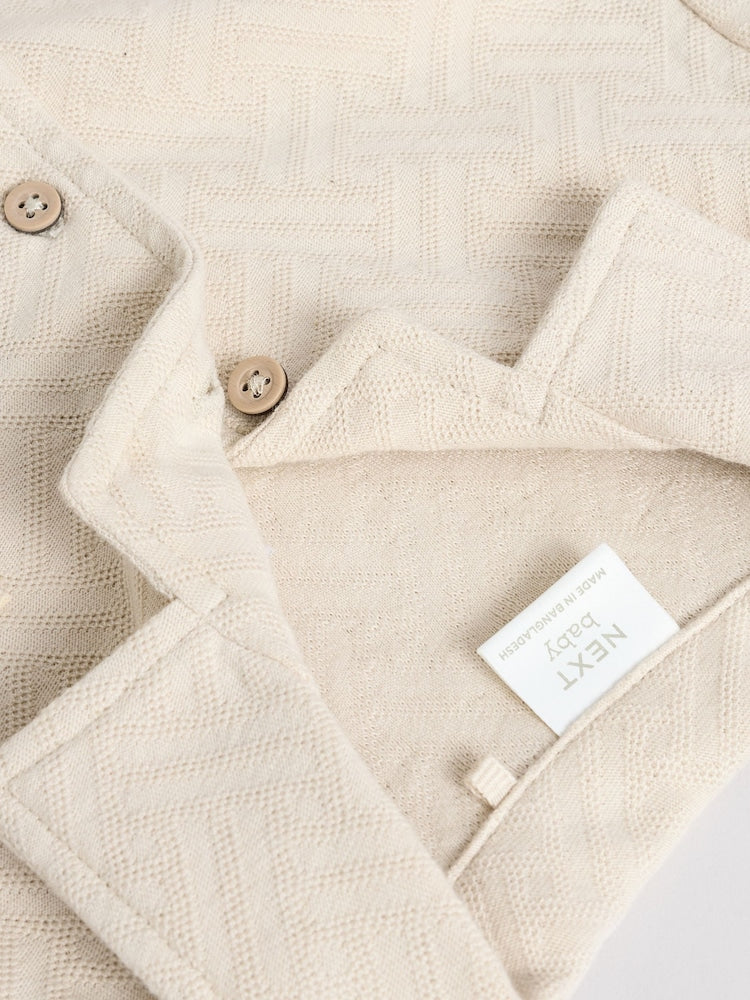 Neutral/Khaki Textured Baby Rompers 2 Pack