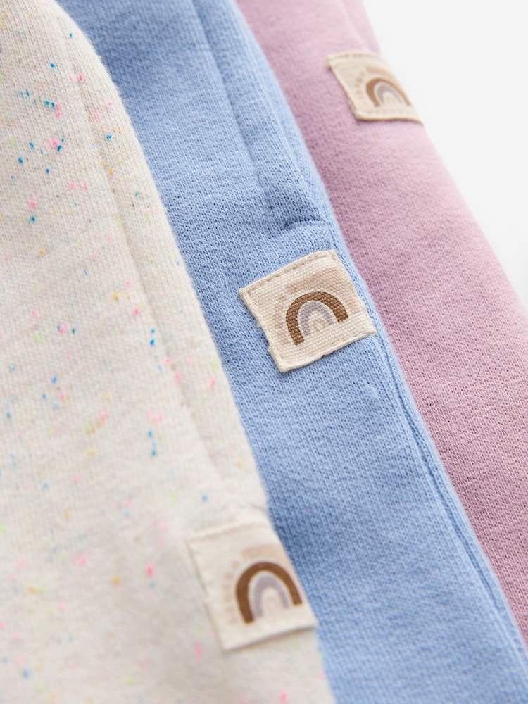 Pink/Blue/Oatmeal Wide Leg Joggers 3 Pack (3mths-7yrs)
