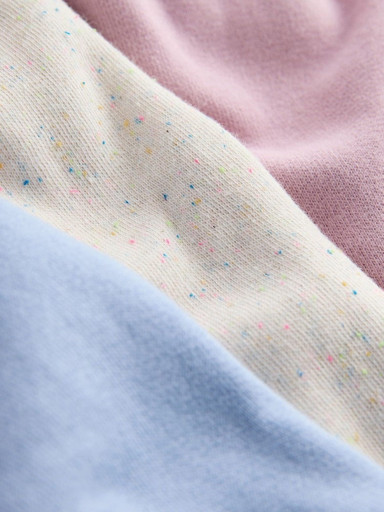 Pink/Blue/Oatmeal Wide Leg Joggers 3 Pack (3mths-7yrs)