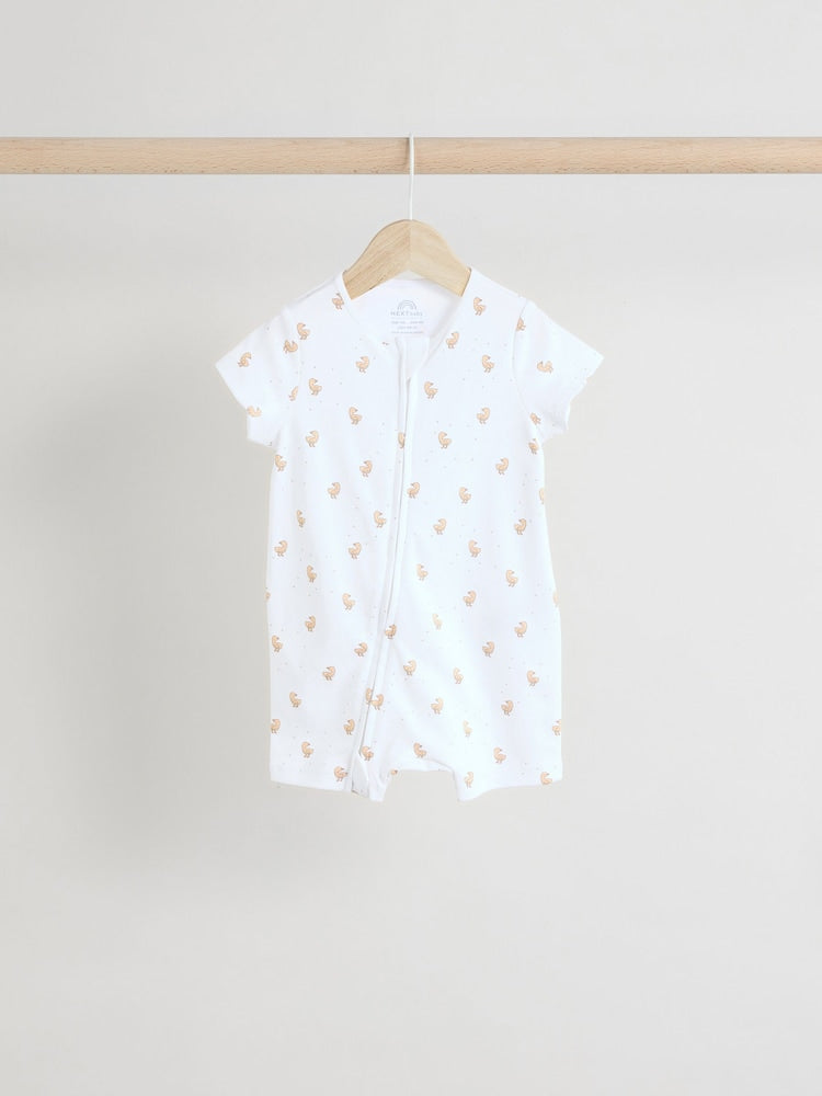 White 100% Cotton Two Way Zip Romper Sleepsuits 3 Pack (0mths-3yrs)