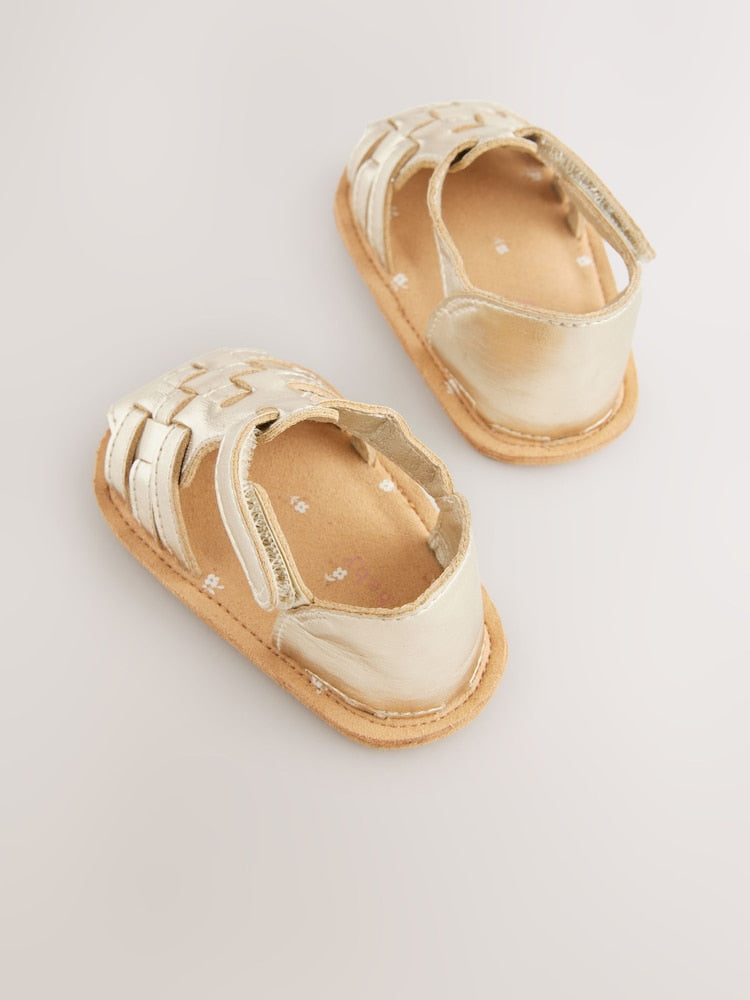 Gold Baby Fisherman Sandals (0-24mths) - Size Up To 3 Months (50 - 62cm)