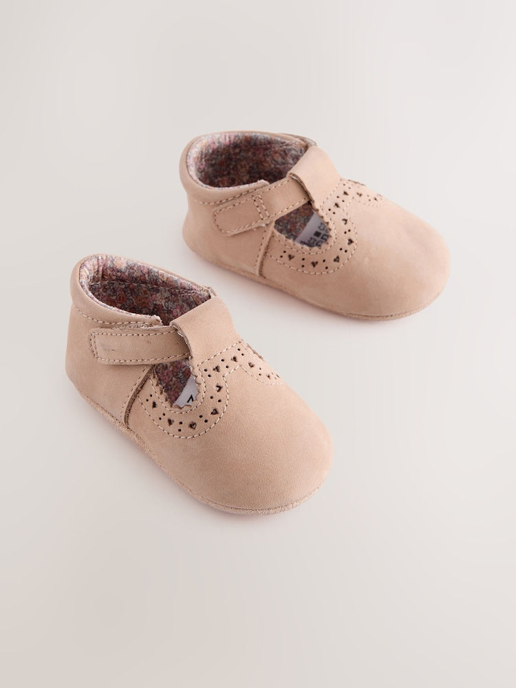 Tan Leather Baby T-Bar Shoes (0-24mths) - Tan / Up To 3 Months (50 - 62cm)