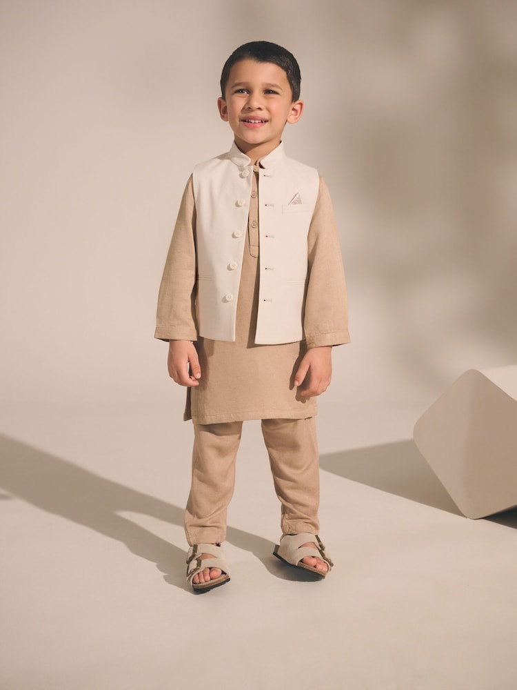 Ecru White Eid Waistcoat (3mths-16yrs)