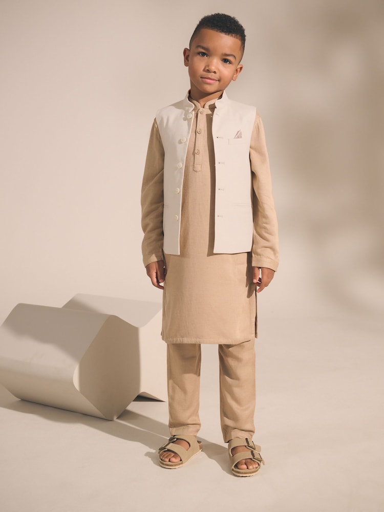 Ecru White Eid Waistcoat (3mths-16yrs)