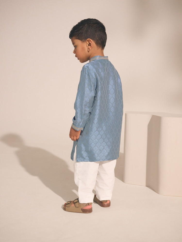 Blue Leaf Embroidered Kurta Shirt (3mths-16yrs) (3mths-16yrs)