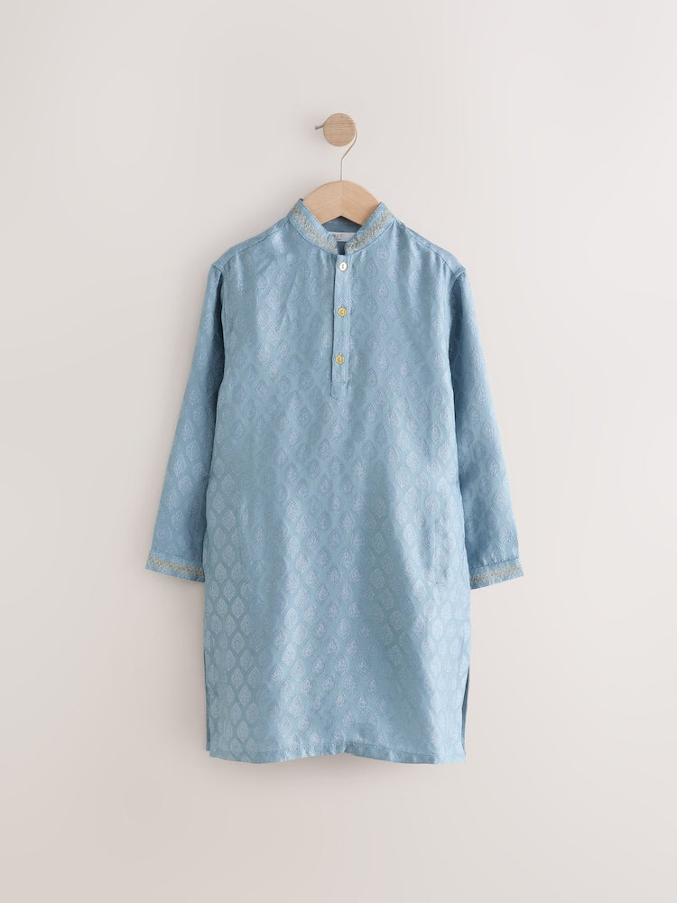 Blue Leaf Embroidered Kurta Shirt (3mths-16yrs) (3mths-16yrs)