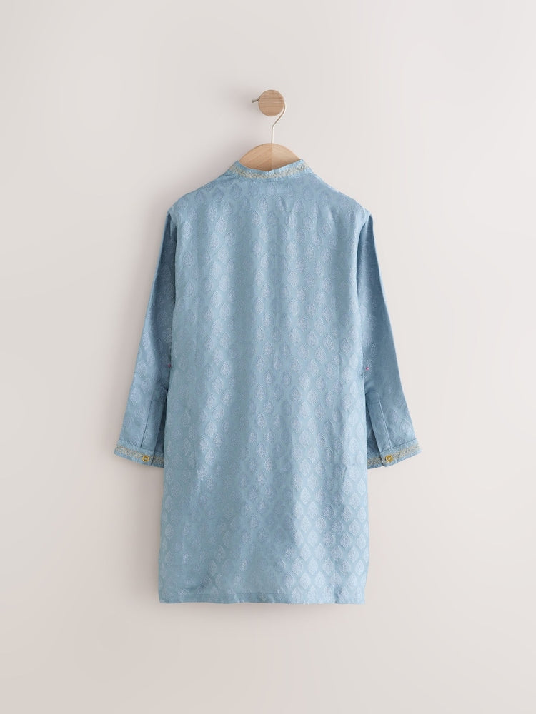 Blue Leaf Embroidered Kurta Shirt (3mths-16yrs) (3mths-16yrs)