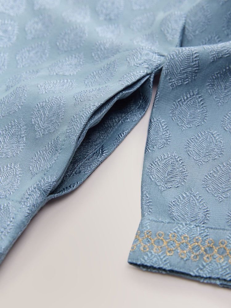 Blue Leaf Embroidered Kurta Shirt (3mths-16yrs) (3mths-16yrs)