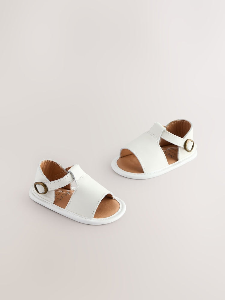 White Leather Baby Sandals (0-2mths)
