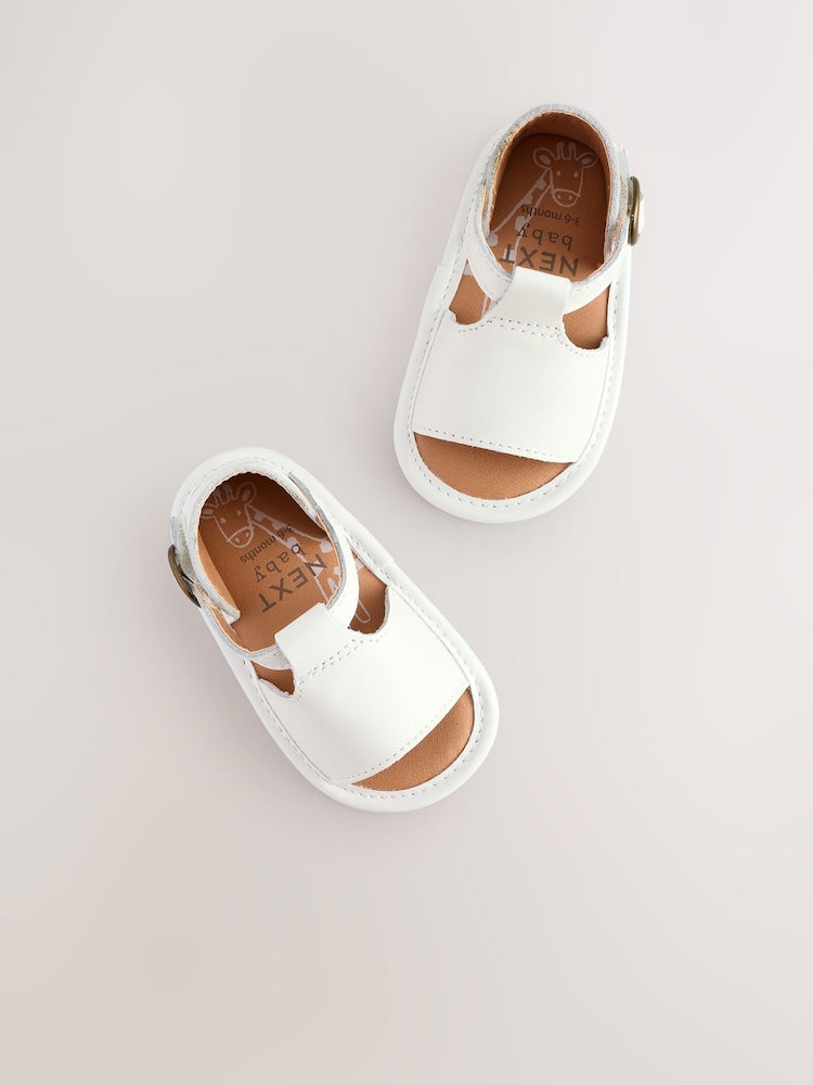 White Leather Baby Sandals (0-2mths)
