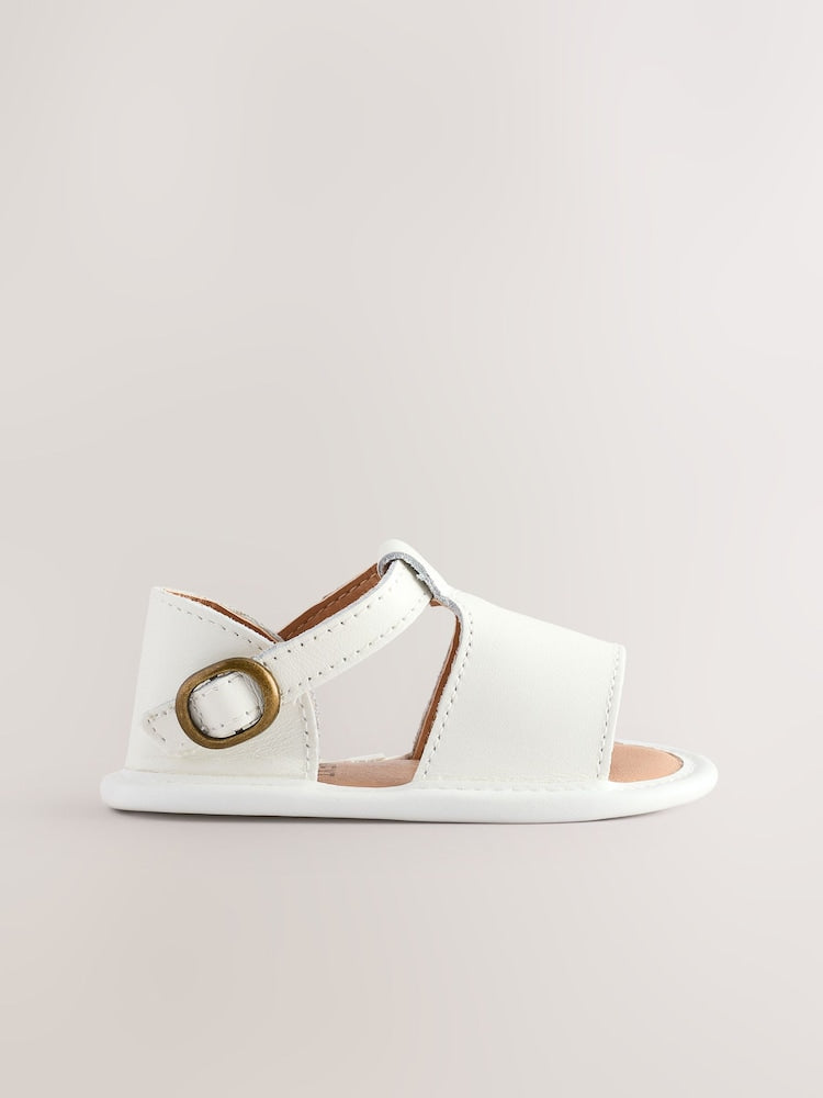 White Leather Baby Sandals (0-2mths)