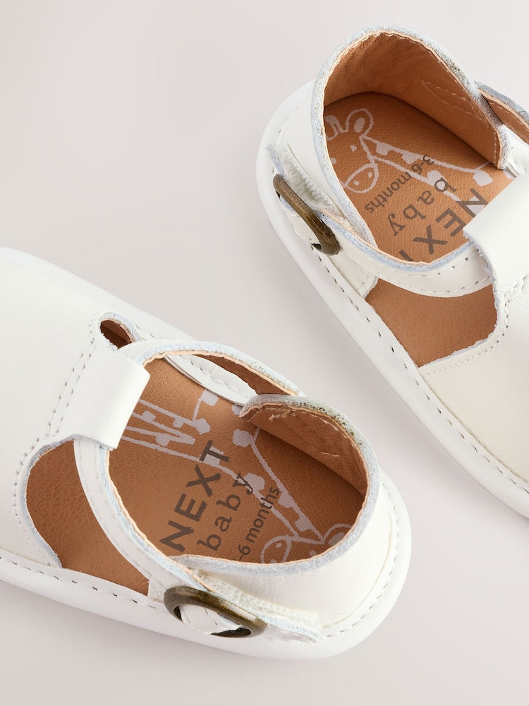 White Leather Baby Sandals (0-2mths)