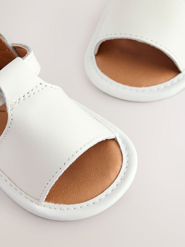 White Leather Baby Sandals (0-2mths)