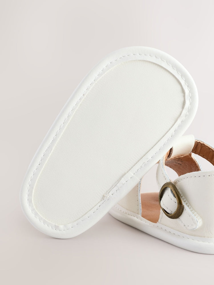 White Leather Baby Sandals (0-2mths)