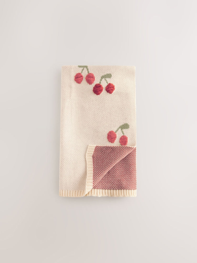 Cherry Knitted Baby Blanket - Size ONE - Cherry