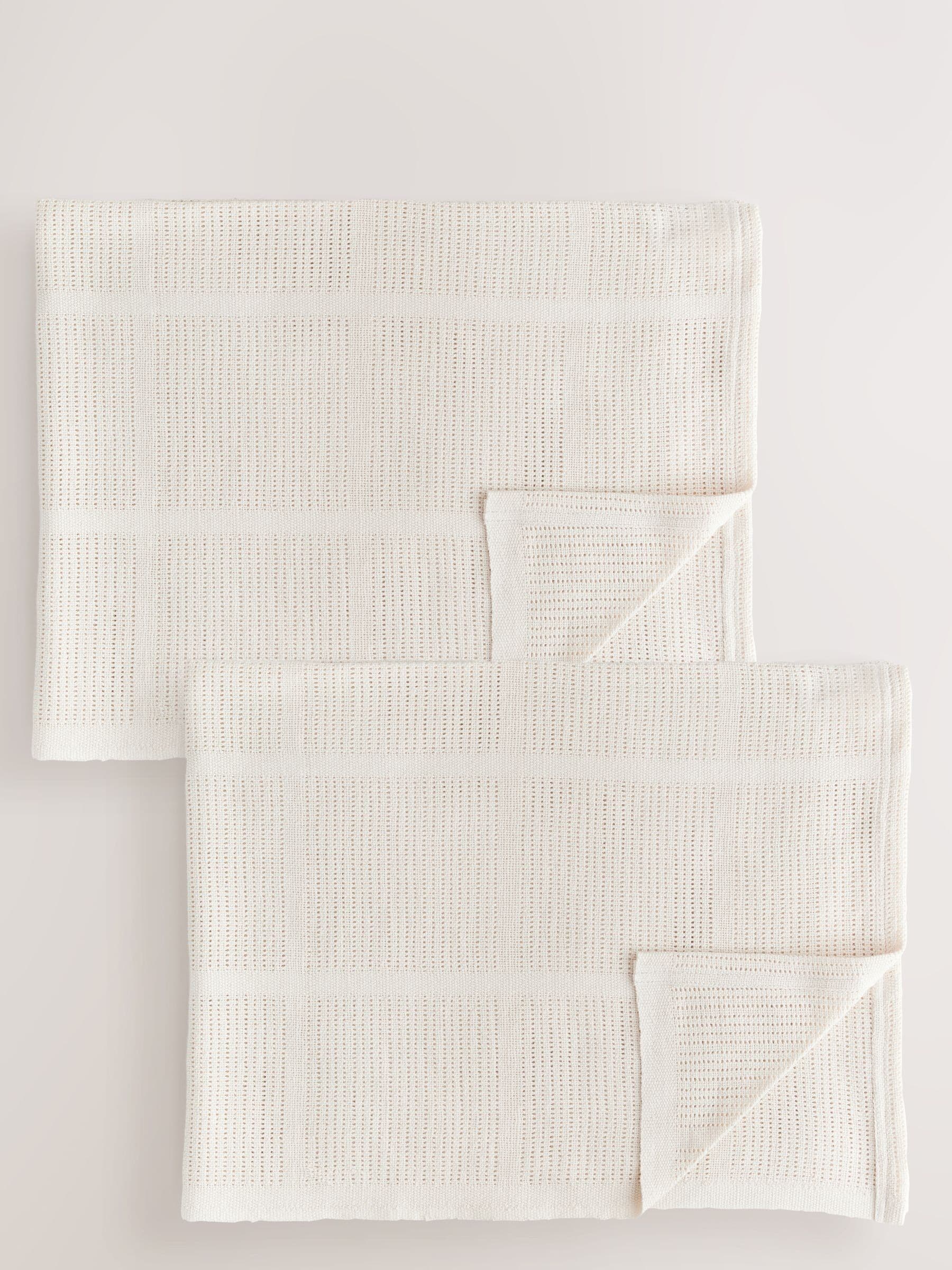 2 Pack Natural Cotton Baby Cellular Blankets - Size 75x95 - Default 1