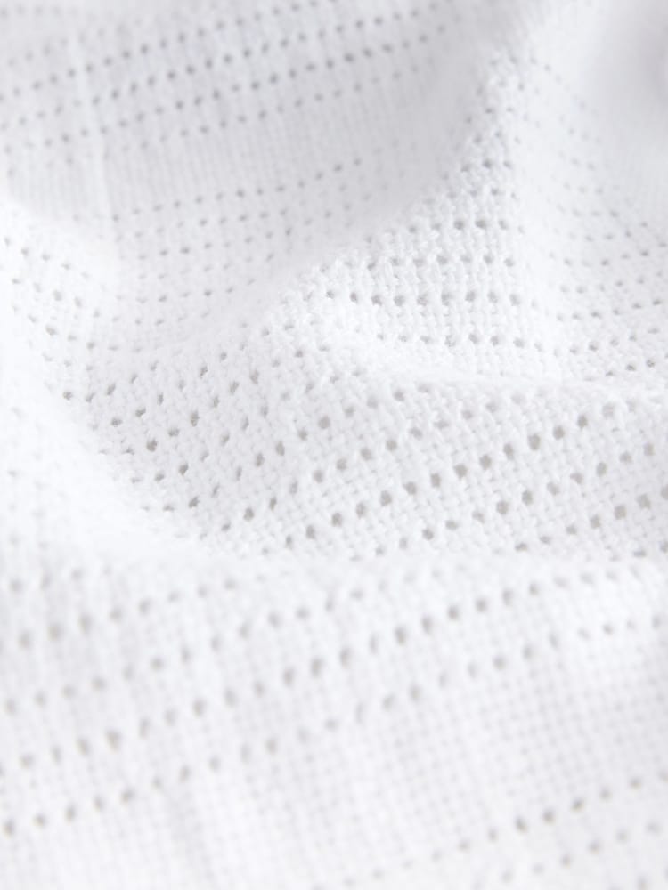 2 Pack White Cotton Baby Cellular Blankets