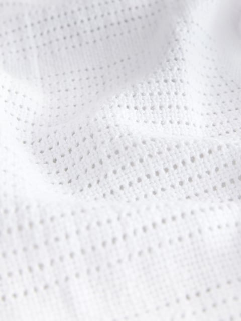 2 Pack White Cotton Baby Cellular Blankets - Size 75x95