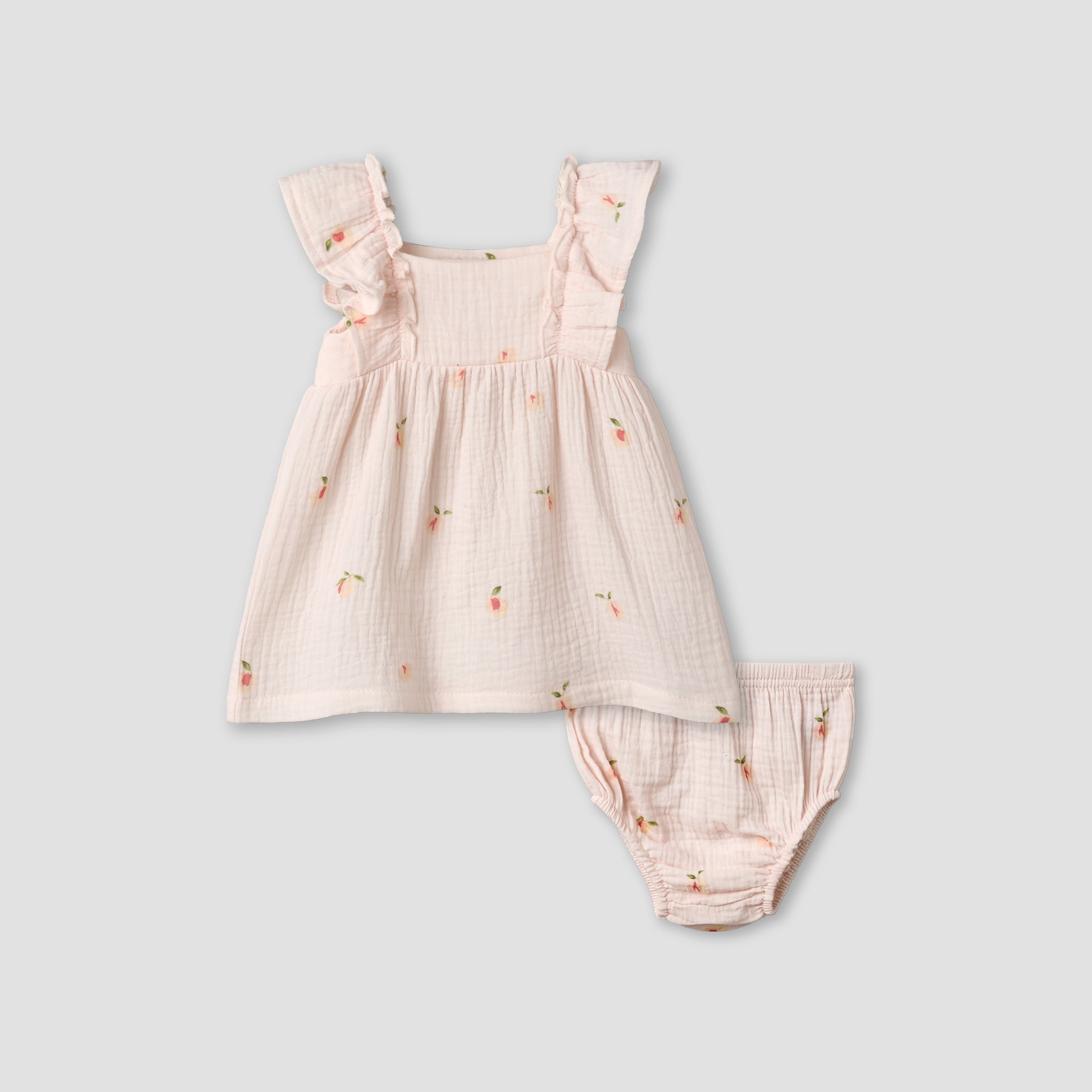 Juniors Square Neck Sleeveless Dress with Bloomers - Orange / 12-18 mths