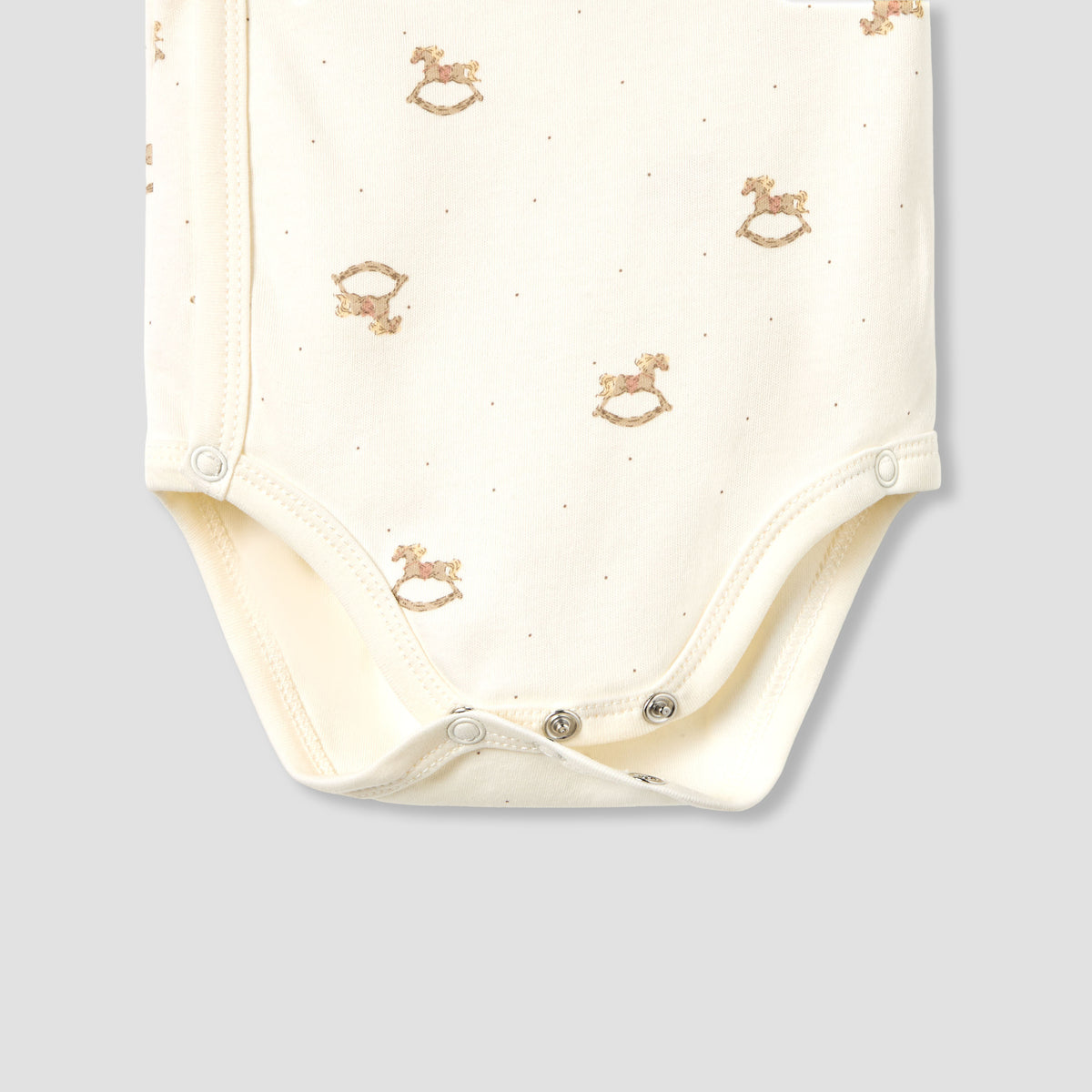 Giggles Cotton V-neck Short Sleeve Bodysuit with Rocking Horse Print