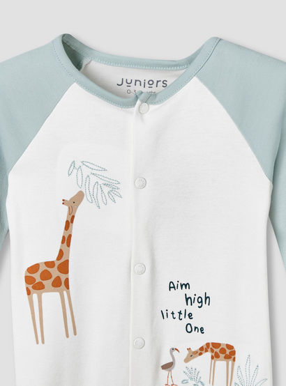 Juniors Cotton Round Neck Long Sleeve Sleepsuit with Giraffe Print-baby-boys-clothing-nightwear-sleepsuits-image-4