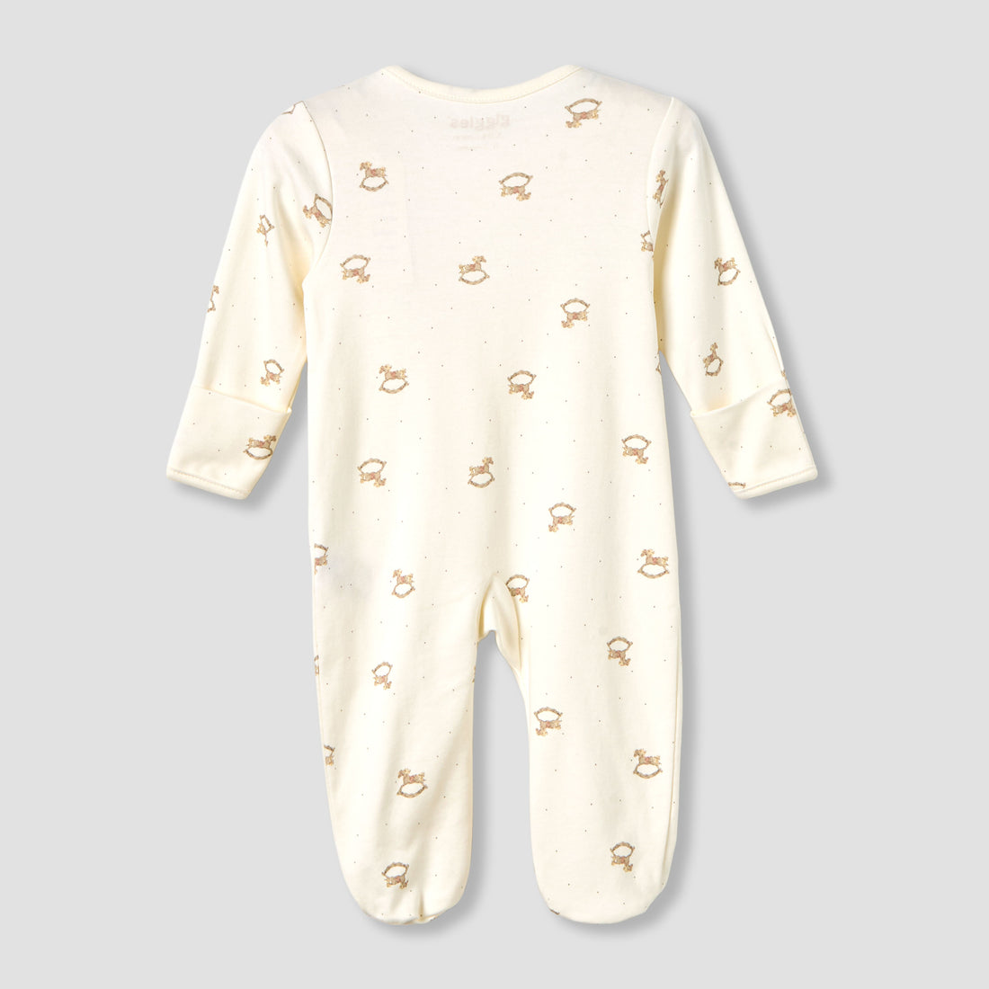 Giggles Cotton Round Neck Long Sleeves Sleepsuit with Rocking Horse Print