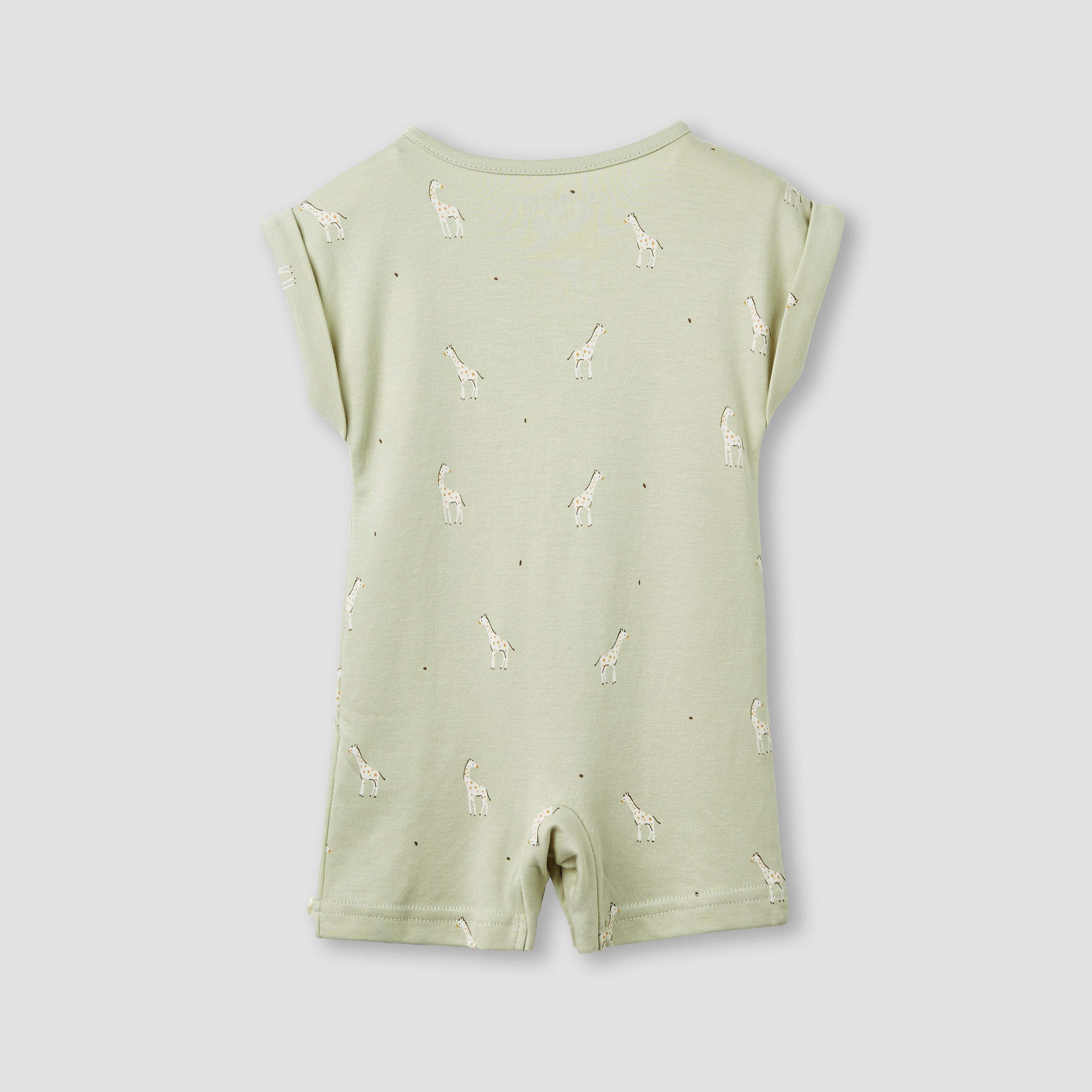 Juniors Giraffe Print Romper with Extended Sleeves