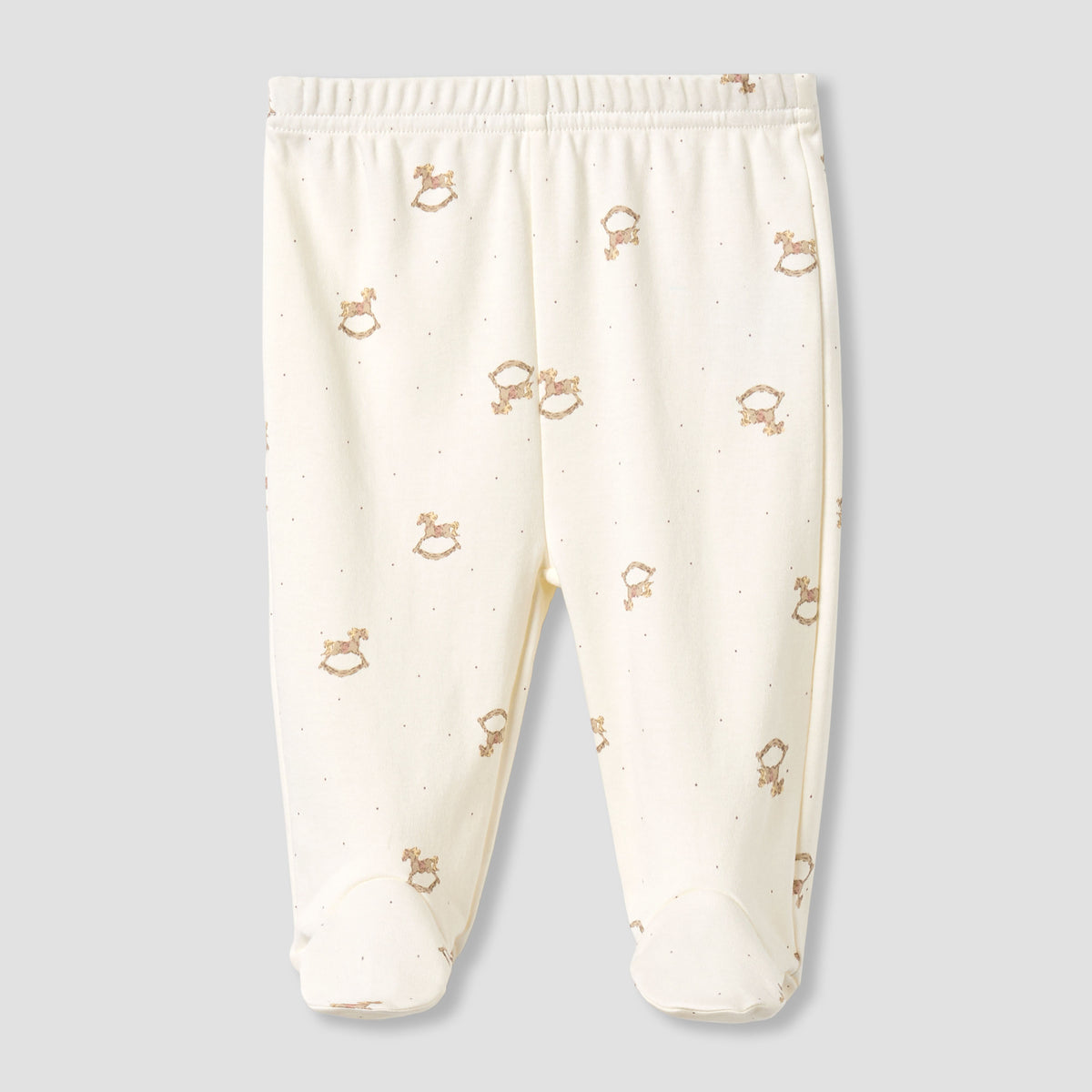 Giggles Cotton Round Neck Long Sleeves Pyjama Set with Rocking Horse Embroidery