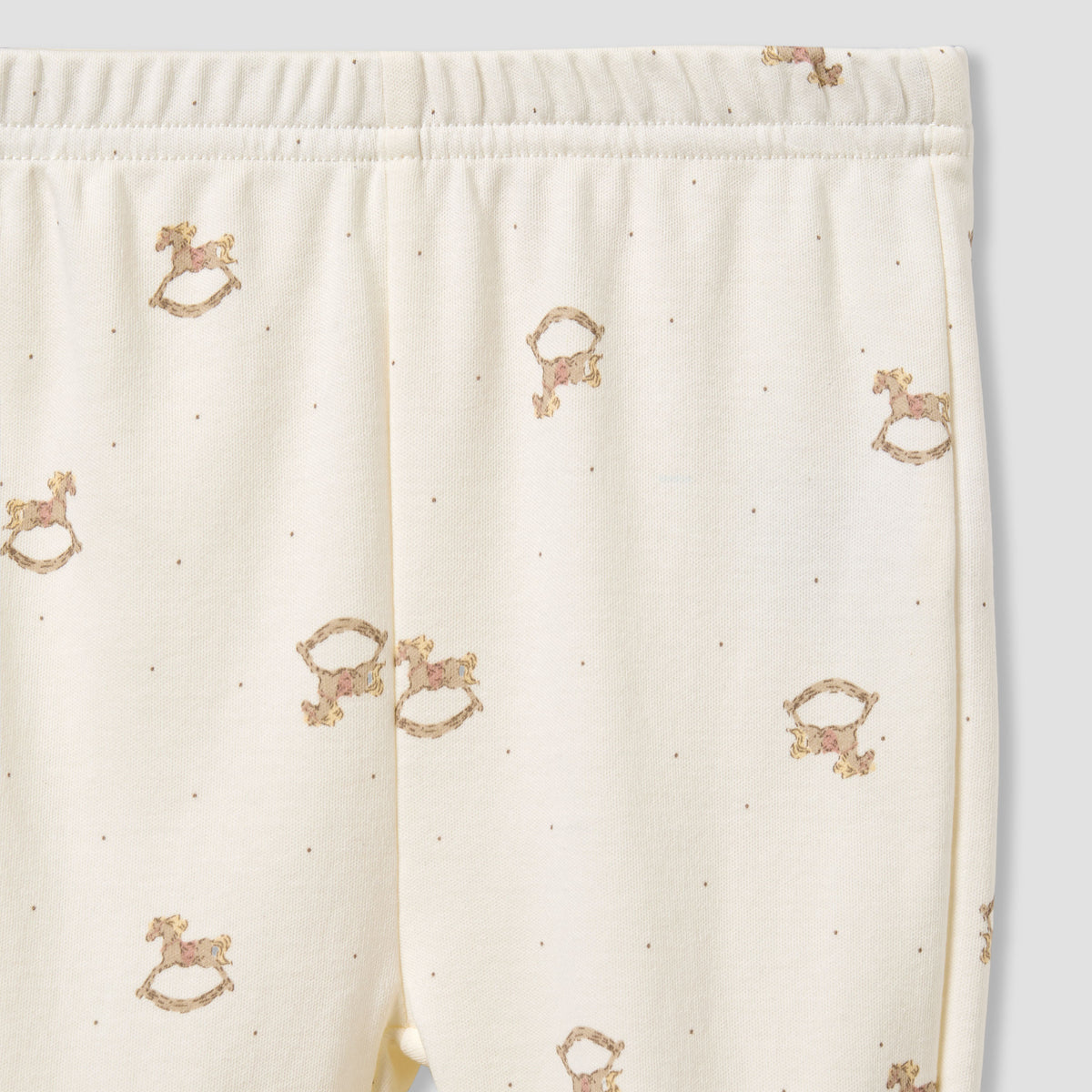 Giggles Cotton Round Neck Long Sleeves Pyjama Set with Rocking Horse Embroidery