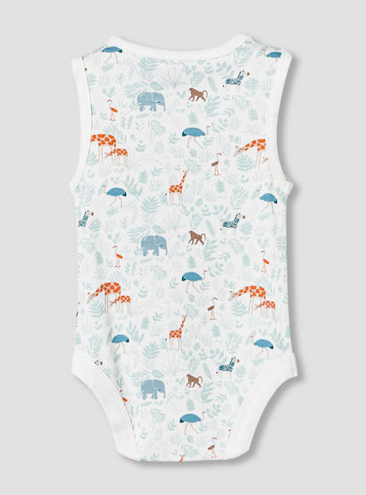 Juniors Round Neck Sleeveless Bodysuit with Safari Print-baby-boys-clothing-bodysuits-image-3