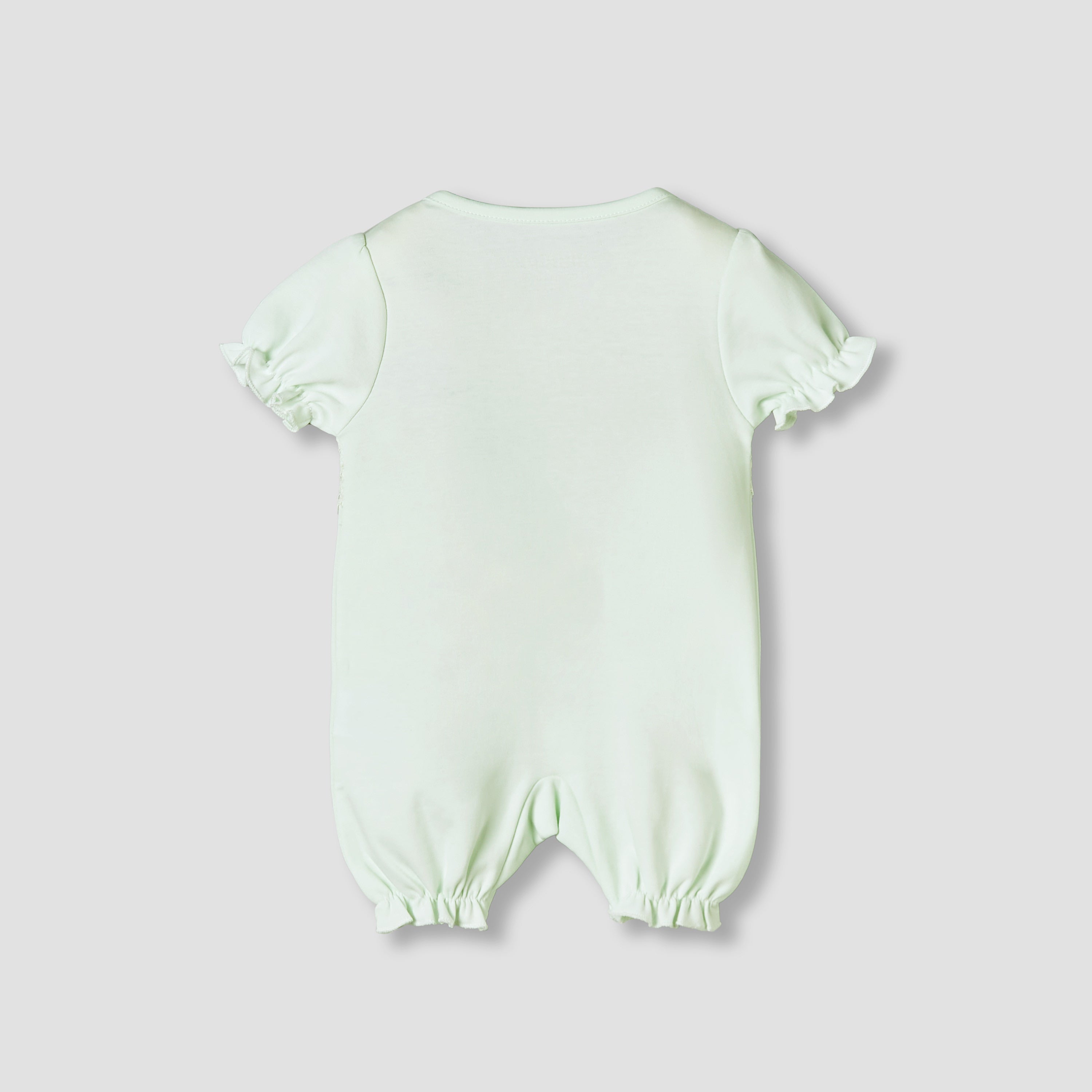 Giggles Round Neck Short Sleeves Romper with Lace Detail