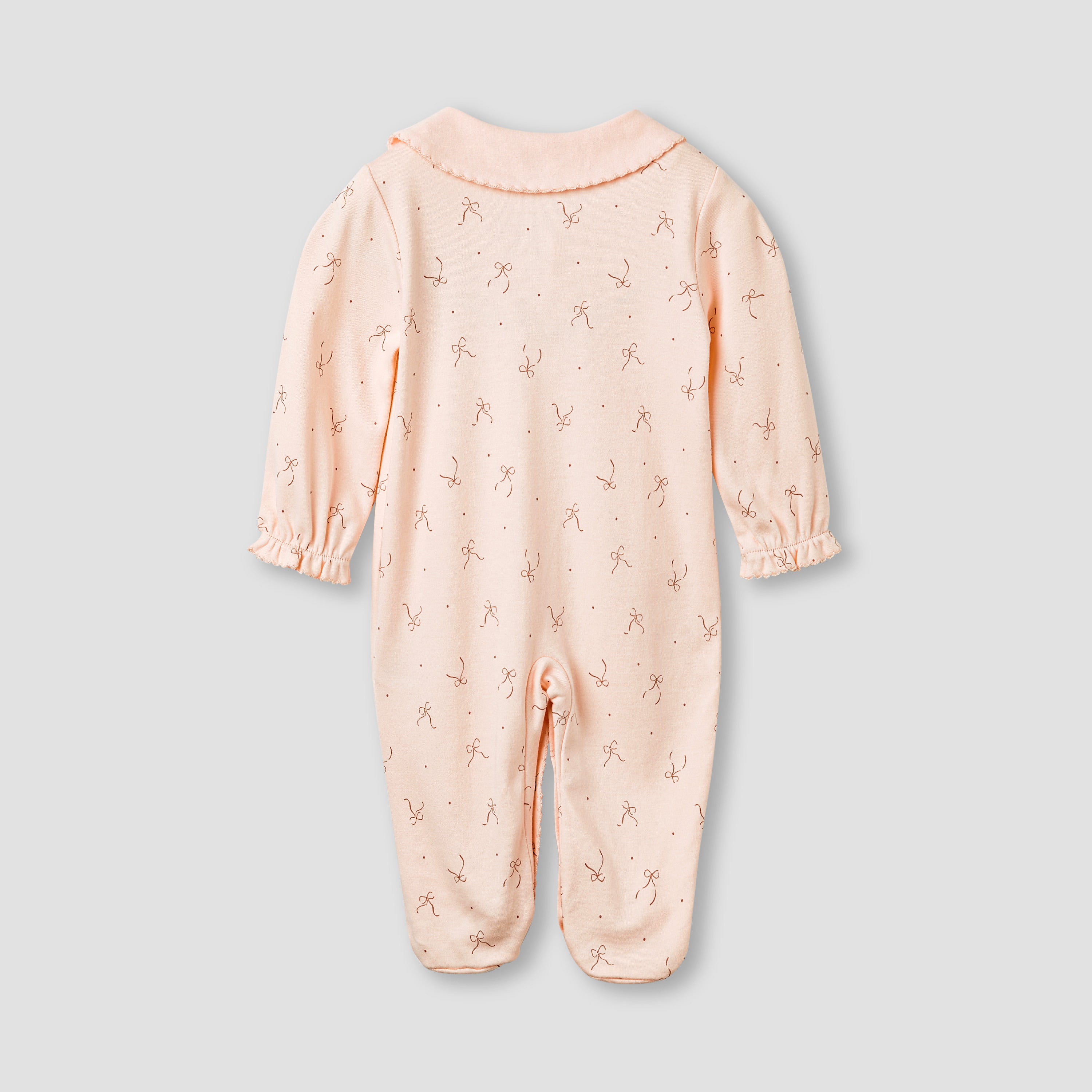 Juniors Bow Print Closed Feet Sleepsuit with Long Sleeves