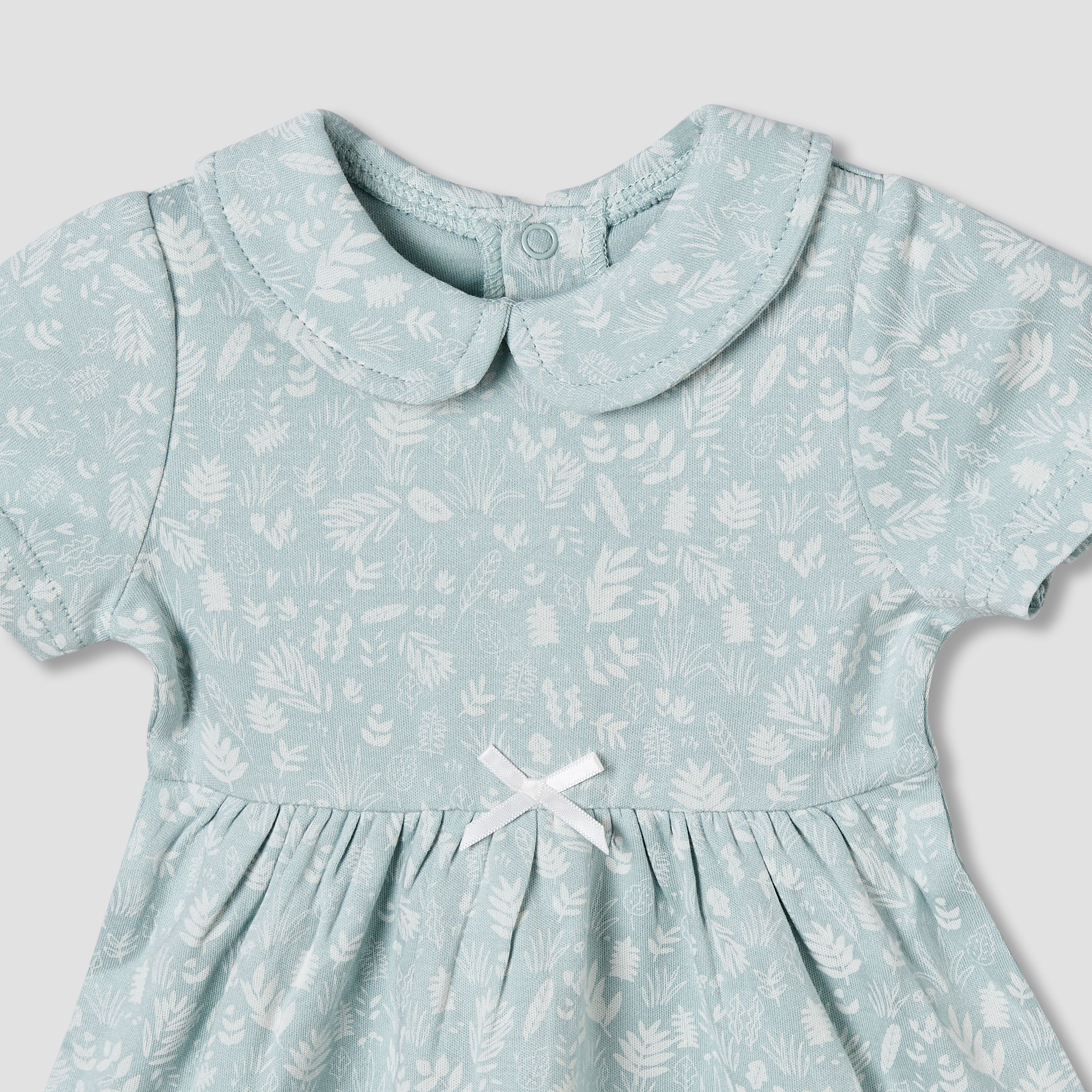 Juniors Peter Pan Collar Short Sleeve A-line Dress with Floral Print