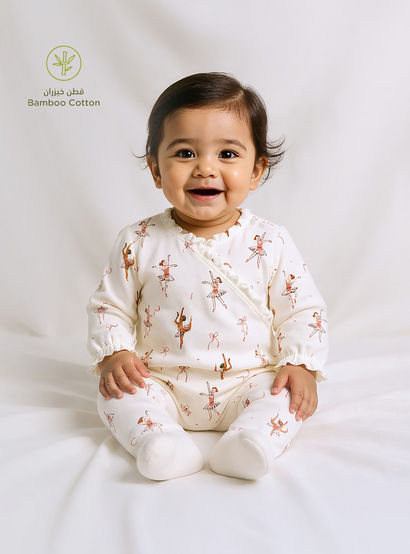 Juniors Ballerina Print Sleepsuit with Long Sleeves-baby-girls-clothing-nightwear-sleepsuits-image-1
